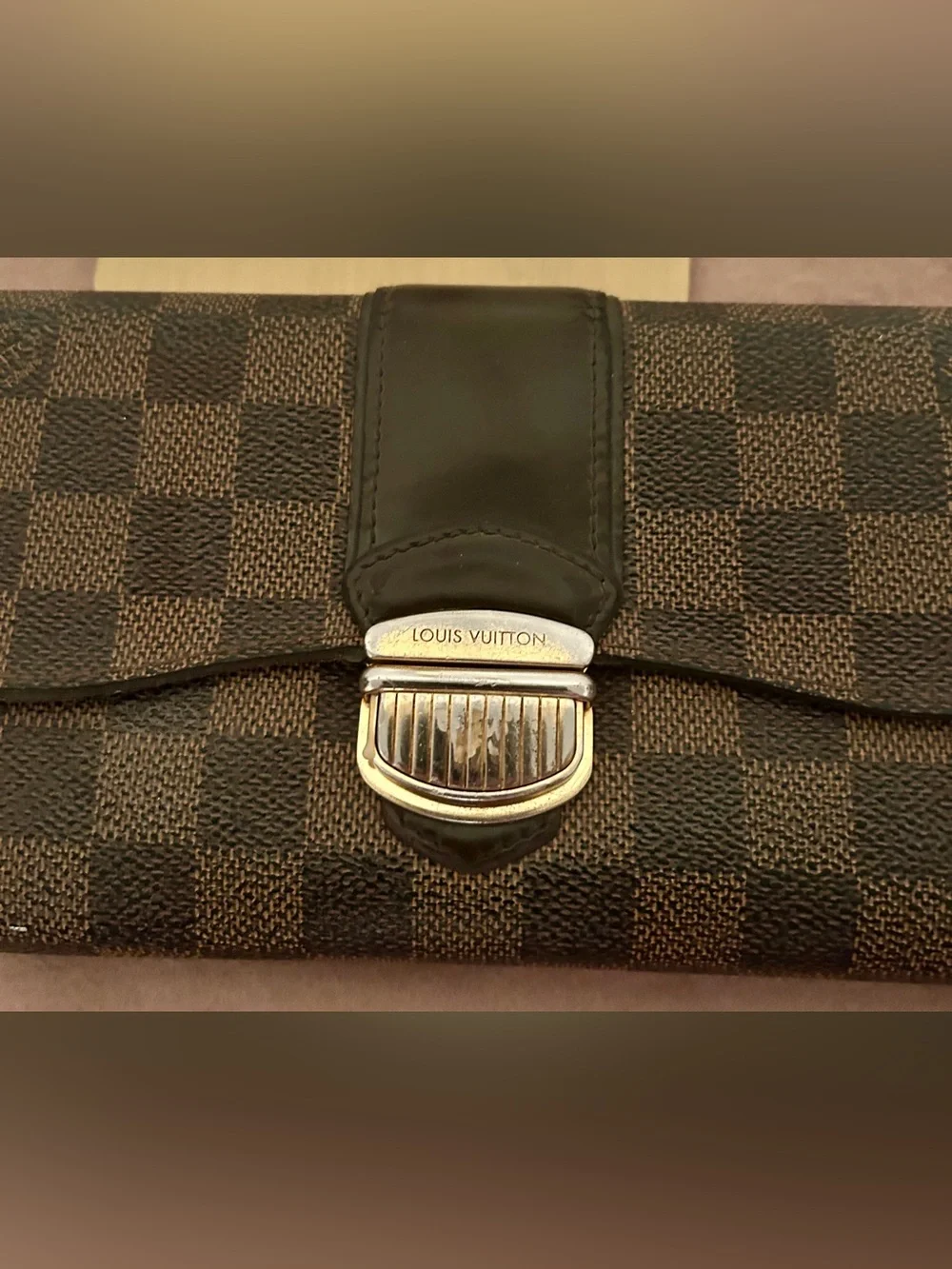 Louis Vuitton Damier Ebene Sistina Portefeuille Wallet.